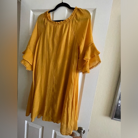 NAIF Dress Mustard Yellow Bell Sleeves - Size Large - Picture 2 of 6